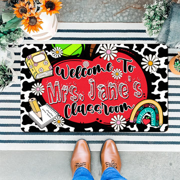 Personalized Teacher Classroom Doormat - Welcome Mat for Back to School Decor - Custom Name Rug for Teachers