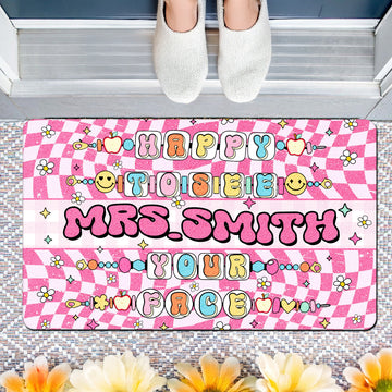 Happy to See Your Face Doormat - Cute Teacher Welcome Mat - Personalized Classroom Decor - Back to School Gift for Teachers