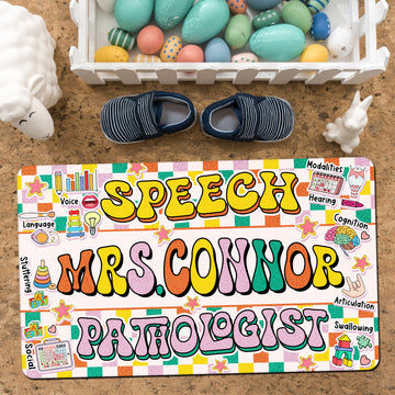 Speech Pathologist Doormat - Personalized SLP Welcome Mat - Colorful Therapy Room Decor - Back to School Gift for Speech Teachers