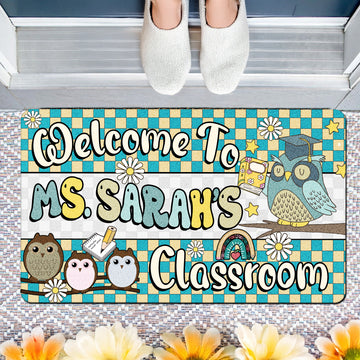 Owl Classroom Doormat - Welcome to the Classroom Rug - Personalized Back to School Teacher Decor
