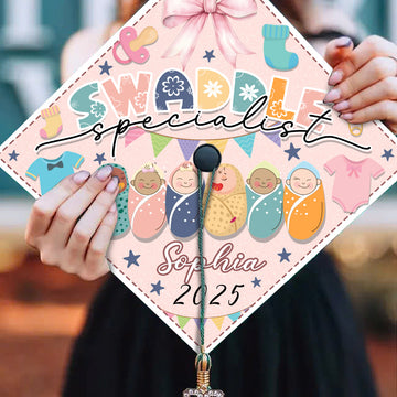 Personalized Swaddle Specialist Graduation Cap Topper, Custom Labor and Delivery Grad Cap
