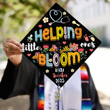 Personalized NICU Nurse Graduation Cap Topper, Helping Little Ones Bloom Grad Cap