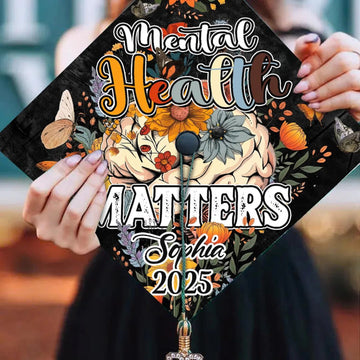 Personalized Mental Health Matters Graduation Cap Topper, Custom Psychology Grad Cap