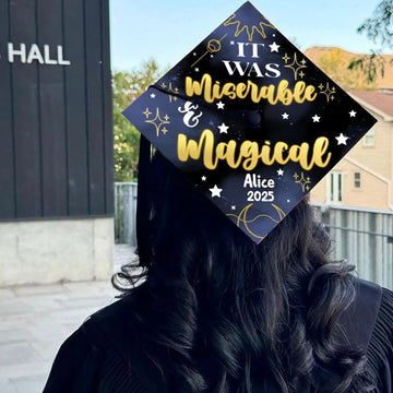 Custom It Was Miserable And Magical Grad Cap Topper, Personalized Swiftie Grad Decoration