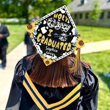 Personalized Cow Graduation Cap Topper, Holy Cow I Graduated Grad Cap, Gift For Country Girl