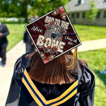 Custom Radiology Technologist Graduation Cap Topper, Rad To The Bone Grad Cap