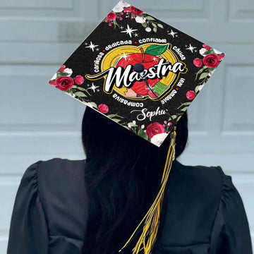 Personalized Spanish Teacher Graduation Cap Topper, Maestra Grad Cap