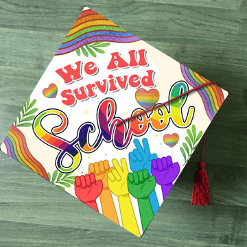 Pride Graduation Cap Topper, LGBT We All Survived SCHOOL Grad Cap