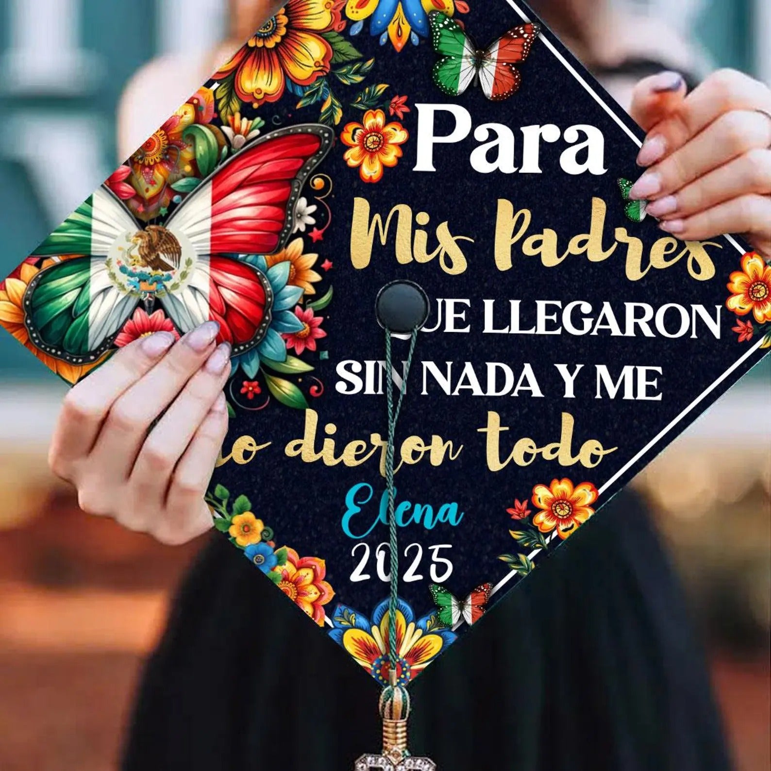Custom Mexican Graduation Cap Topper, Personalized Para Mis Padre Grad Cap
