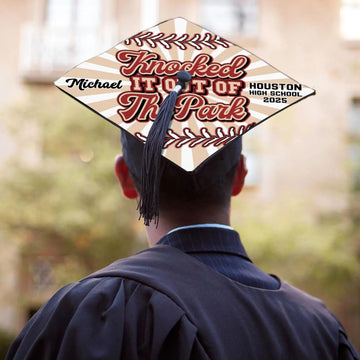 Custom Baseball Graduation Cap Topper, Knocked It Out Of The Park Grad Cap