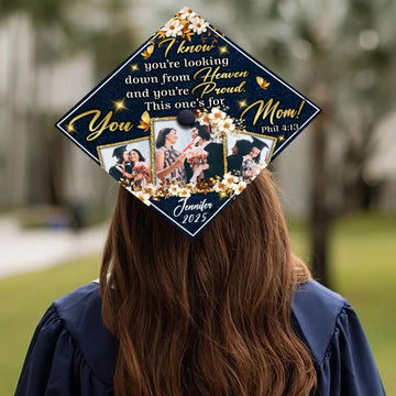 Custom Photo Mom Memorial Graduation Cap Topper, This is For You Mom Grad Cap