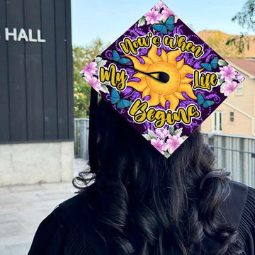 Personalized First Gen Graduation Cap Topper, Now's When My Life Begins Grad Cap