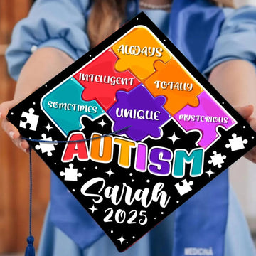 Custom Autism Awareness Graduation Cap Topper, Personalized Special Education Grad Cap