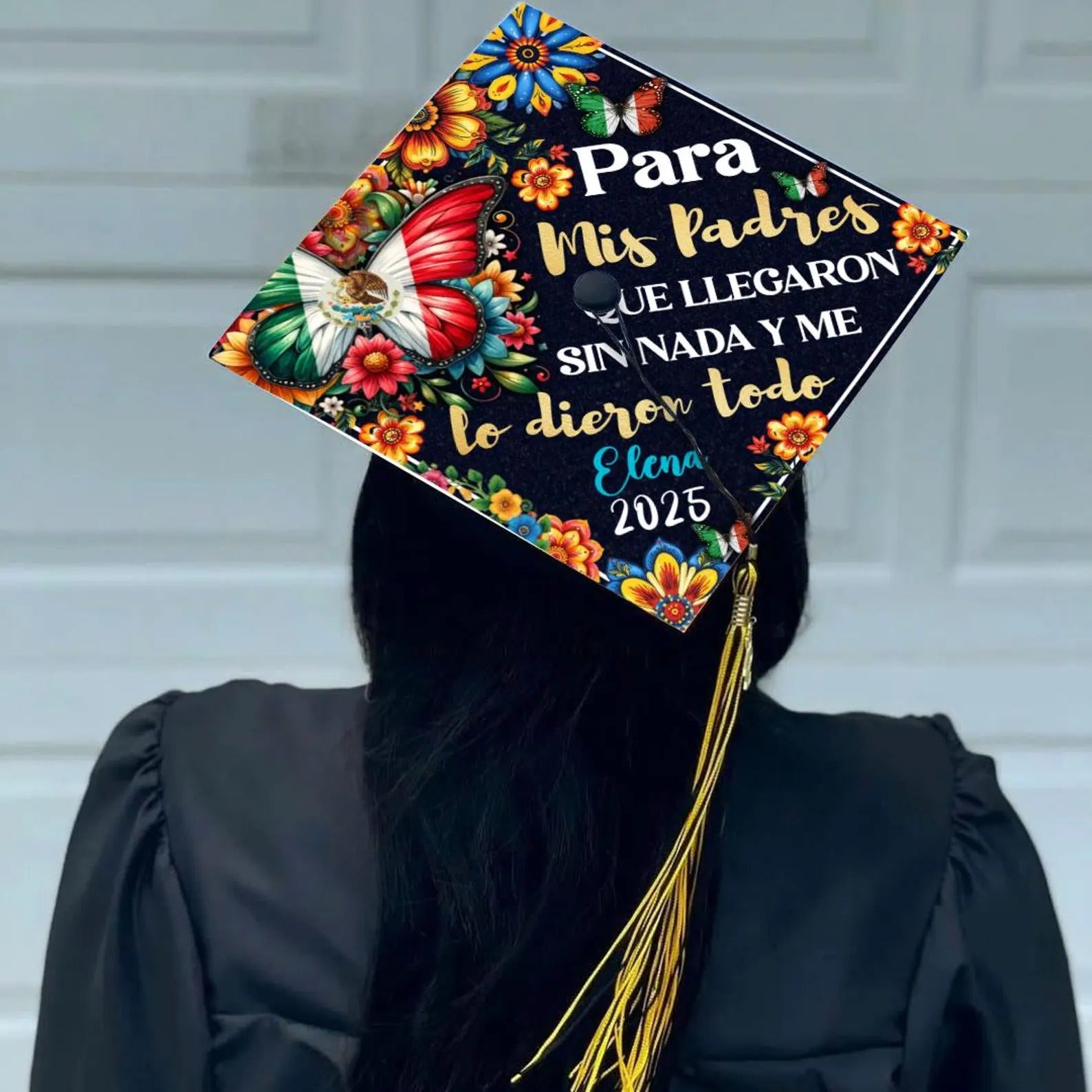 Custom Mexican Graduation Cap Topper, Personalized Para Mis Padre Grad Cap