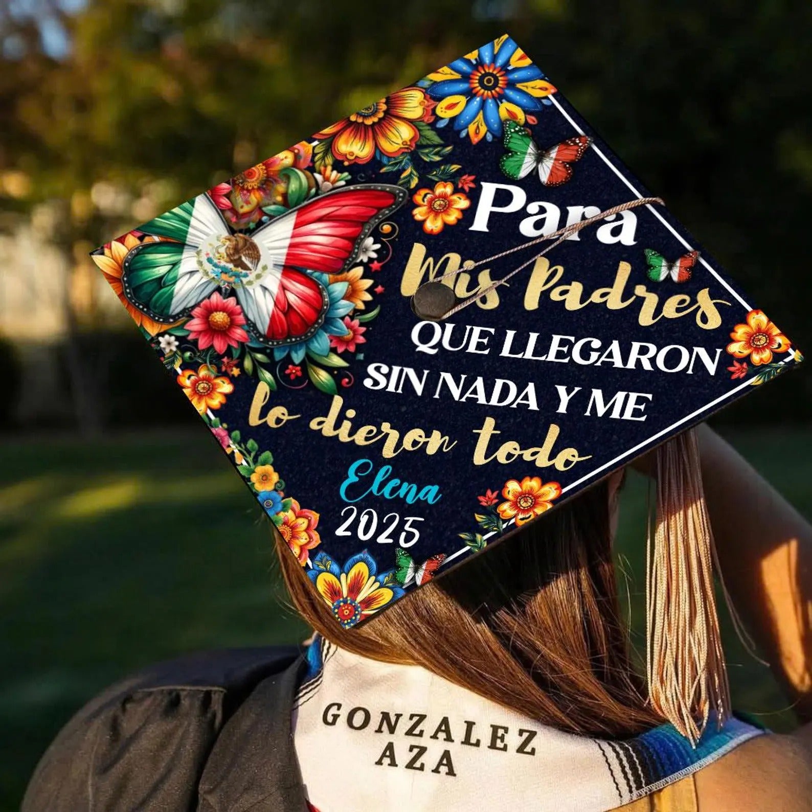 Custom Mexican Graduation Cap Topper, Personalized Para Mis Padre Grad Cap