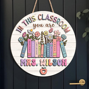 Personalized Teacher Door Sign, Teacher Gifts, Classroom Door Hanger