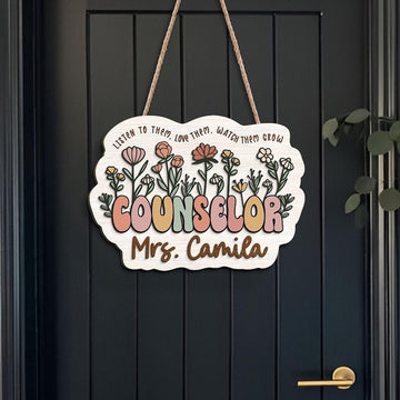 Personalized 3D School Counselor Name Sign, Counselor Door Hanger, Back To School Gift, School Psychologist Gifts for Teacher