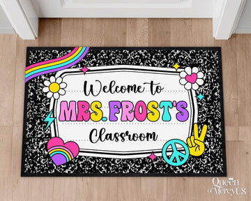 Composition Notebook Doormat, Teacher Welcome Door Mat, Custom Teacher Gift