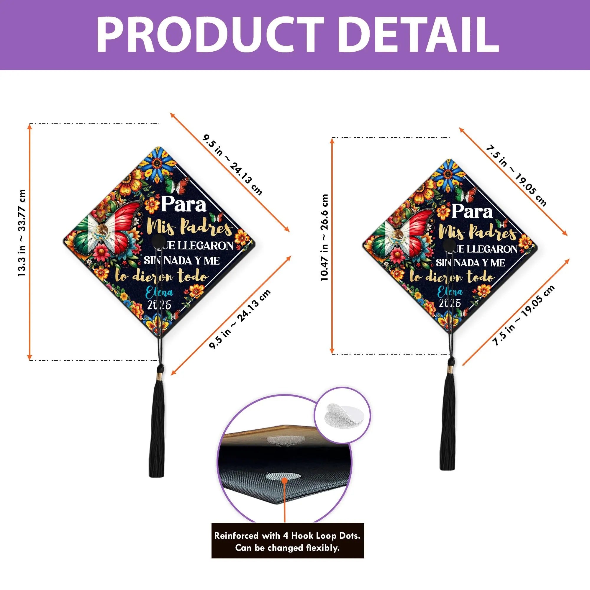 Custom Mexican Graduation Cap Topper, Personalized Para Mis Padre Grad Cap