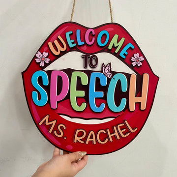 Custom Speech Therapy Door Sign, Slp Room Decor, Speech Room Wood Sign, SLP Teacher Custom Name Sign