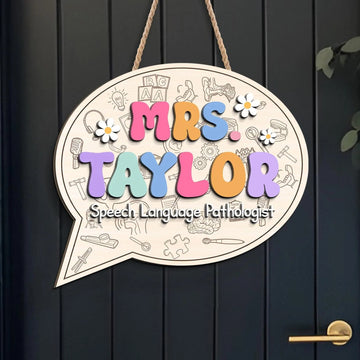 Speech Pathologist Door Sign, Daisy Speech Therapist Gift, New SLP Teacher Gifts