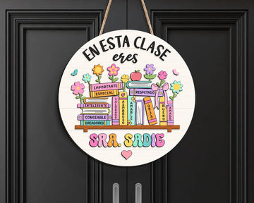Personalized Maestra Door Sign, Spanish Teacher Gift, Back to School Gift for Bilingual Teacher