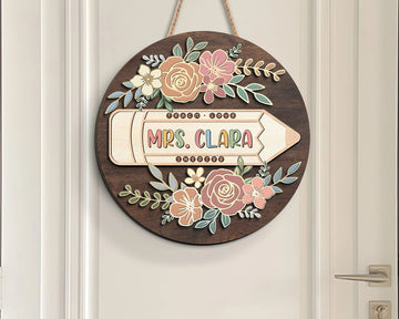 Personalized 3D Teacher Sign, Back to School Signs, Custom Teacher Door Hanger Gift