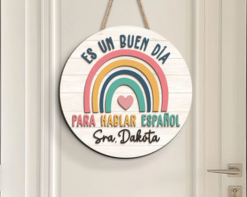 Maestra Teacher 3D Door Hanger, Spanish Teacher Sign, Custom Teacher Name Classroom Decor, Gifts for Teacher, Back to School Welcome Signs