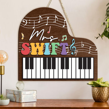 Personalized Music Teacher Sign, Colorful Welcome Classroom Door Hanger, Music Classroom Decor