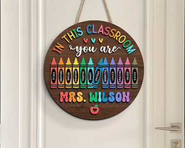 Personalized 3D Teacher Door Hanger, In This Classroom You Are Teacher Name Sign