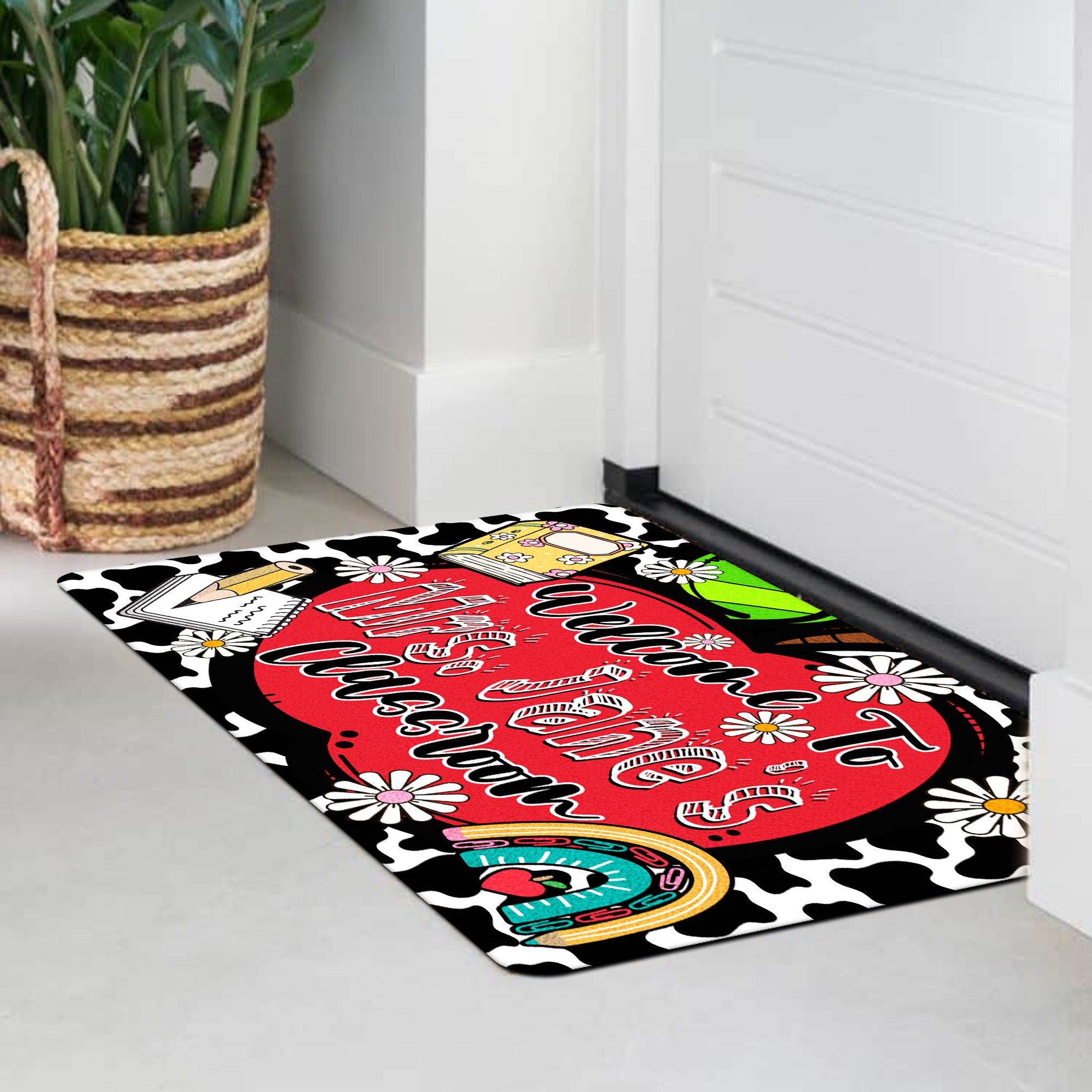 Personalized Teacher Classroom Doormat - Welcome Mat for Back to School Decor - Custom Name Rug for Teachers