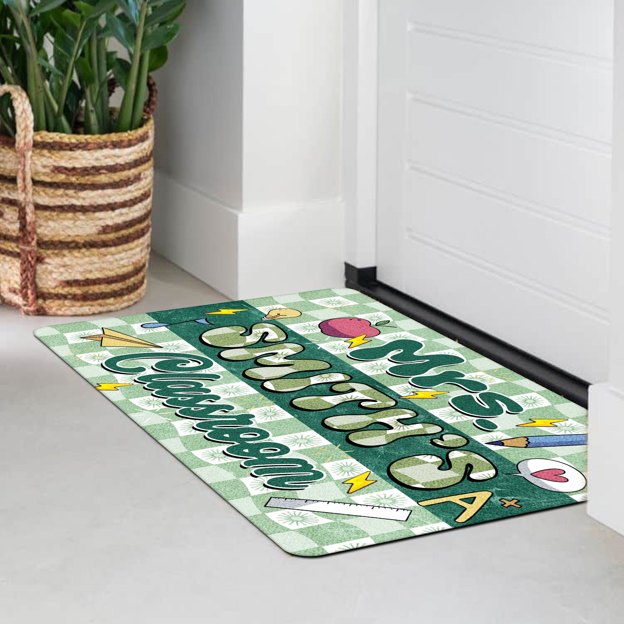 Groovy Teacher Classroom Doormat - Custom Name Welcome Mat for Back to School