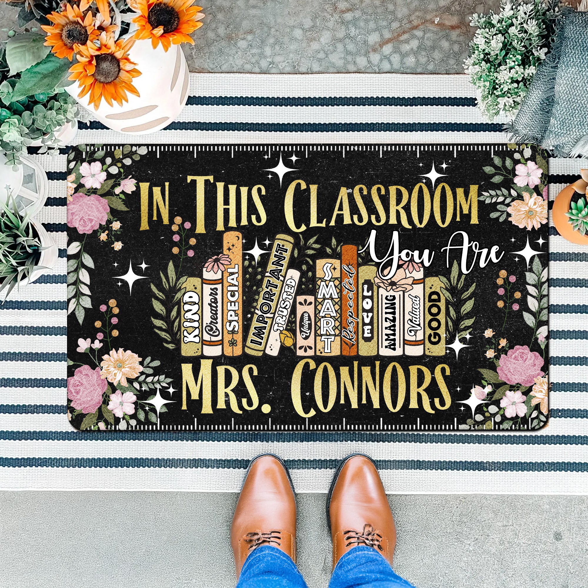 Inspirational Teacher Doormat - “In This Classroom You Are” Welcome Mat - Custom Back to School Rug