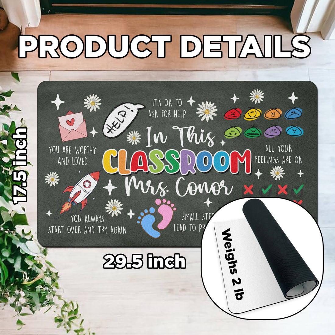Personalized Special Education Doormat - Custom Teacher Welcome Mat - Positive Affirmation Rug for Classroom - Back to School Decor