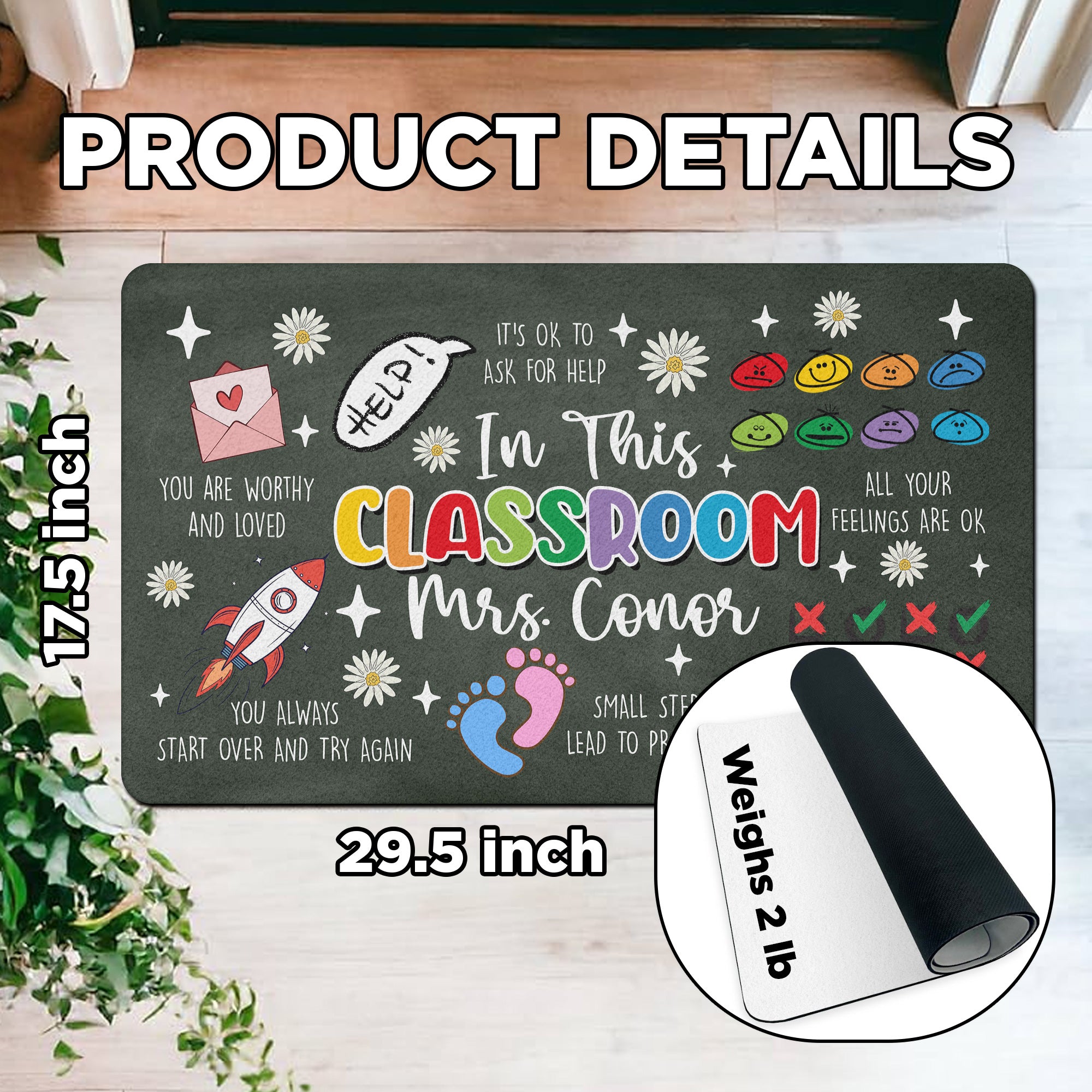 Personalized Special Education Doormat - Custom Teacher Welcome Mat - Positive Affirmation Rug for Classroom - Back to School Decor