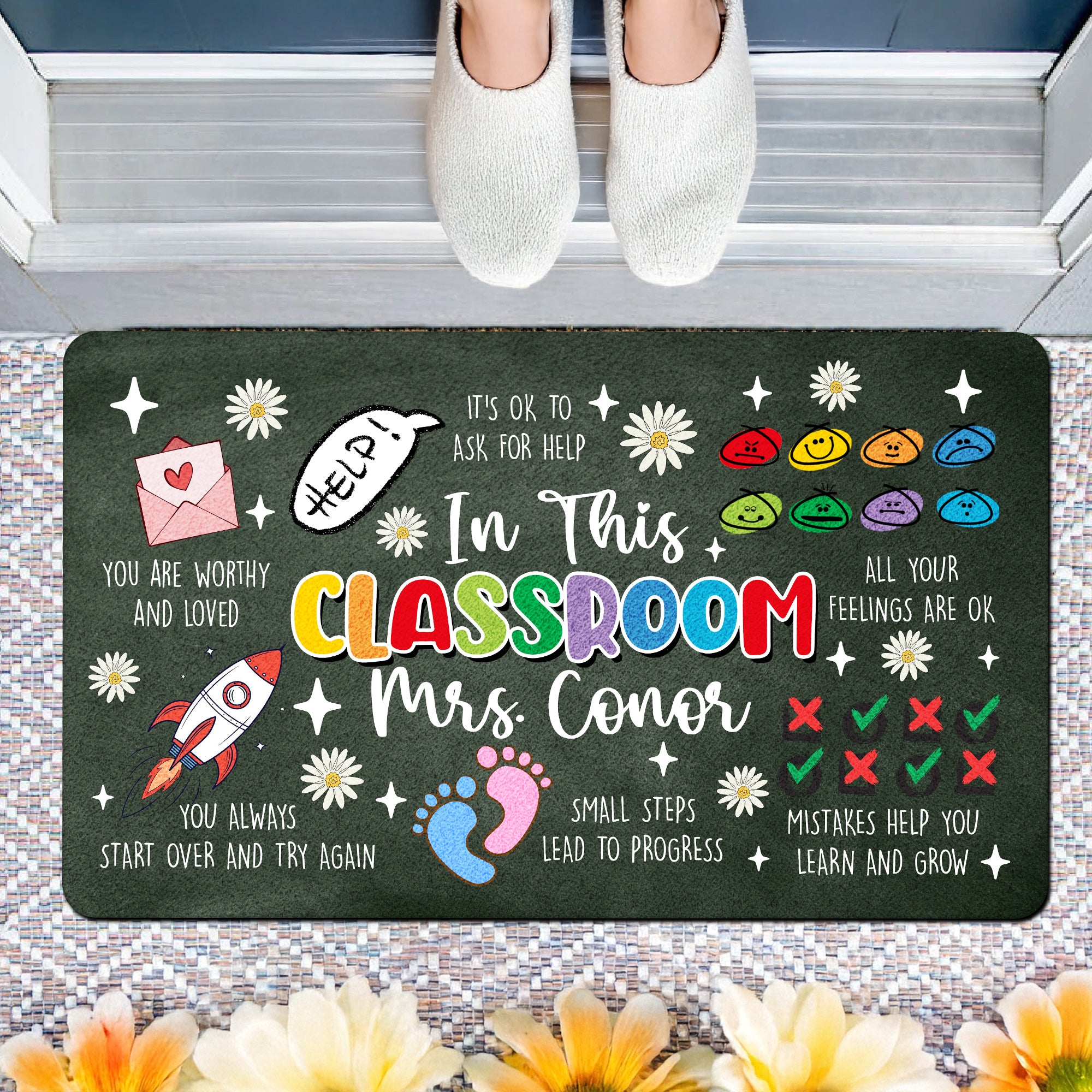Personalized Special Education Doormat - Custom Teacher Welcome Mat - Positive Affirmation Rug for Classroom - Back to School Decor