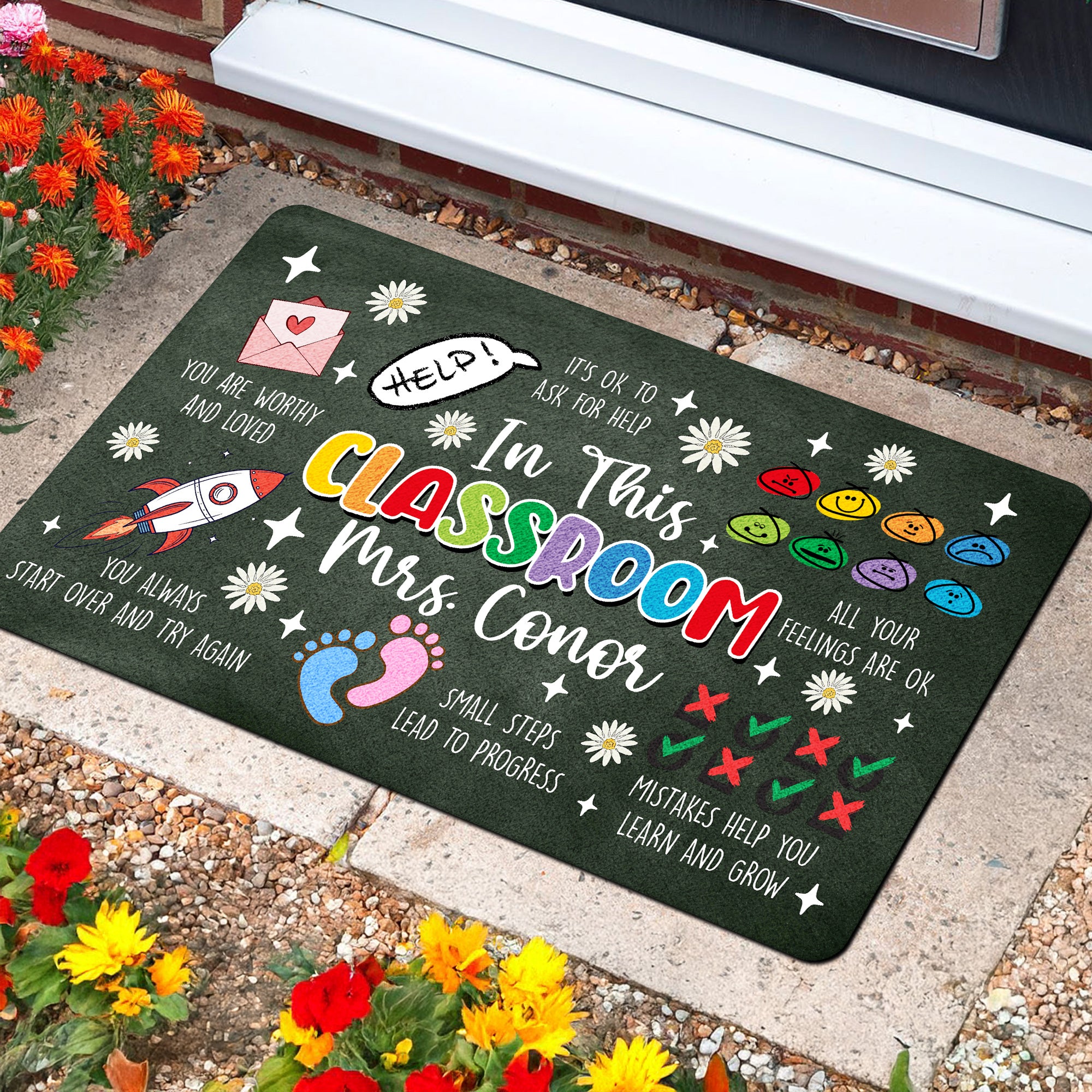 Personalized Special Education Doormat - Custom Teacher Welcome Mat - Positive Affirmation Rug for Classroom - Back to School Decor