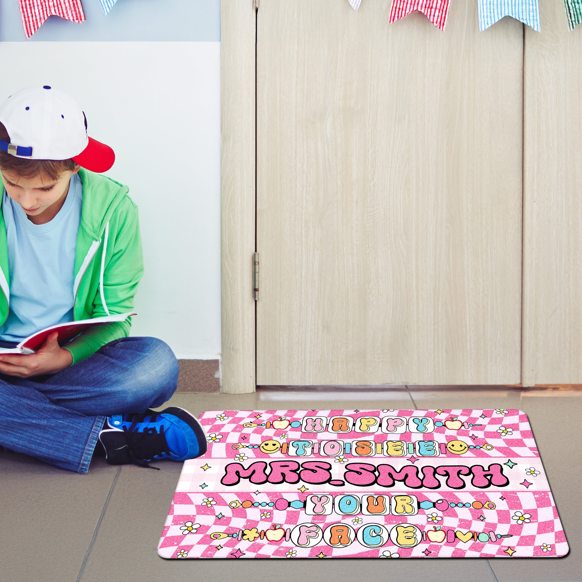 Happy to See Your Face Doormat - Cute Teacher Welcome Mat - Personalized Classroom Decor - Back to School Gift for Teachers