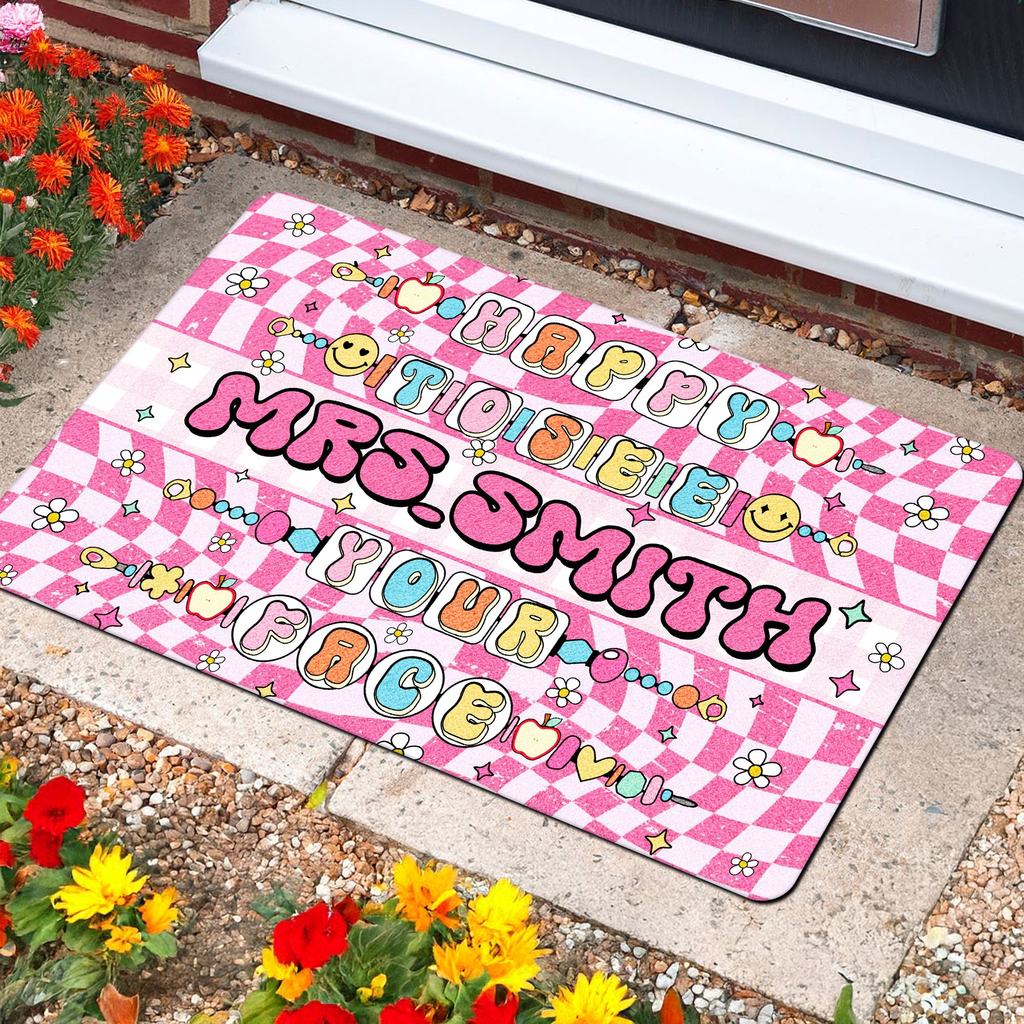 Happy to See Your Face Doormat - Cute Teacher Welcome Mat - Personalized Classroom Decor - Back to School Gift for Teachers