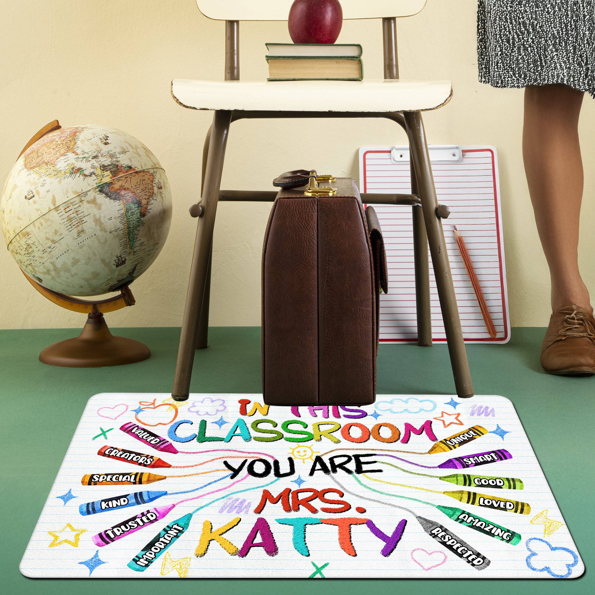 In This Classroom Crayon Doormat - Personalized Teacher Welcome Mat - Positive Affirmation Rug - Back to School Gift for Teachers
