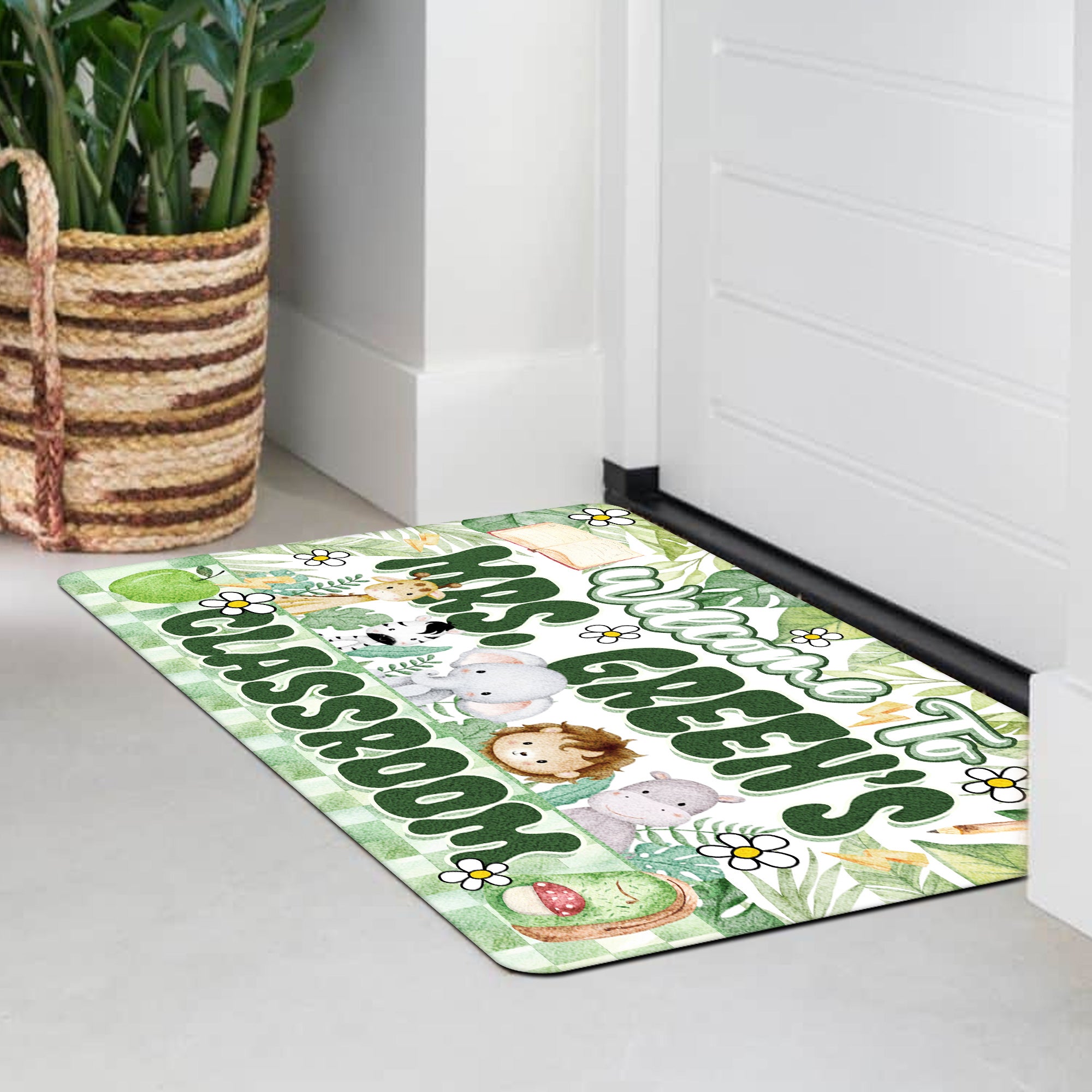 Jungle Theme Teacher Doormat - Welcome to the Classroom Rug - Personalized Safari Decor for Back to School