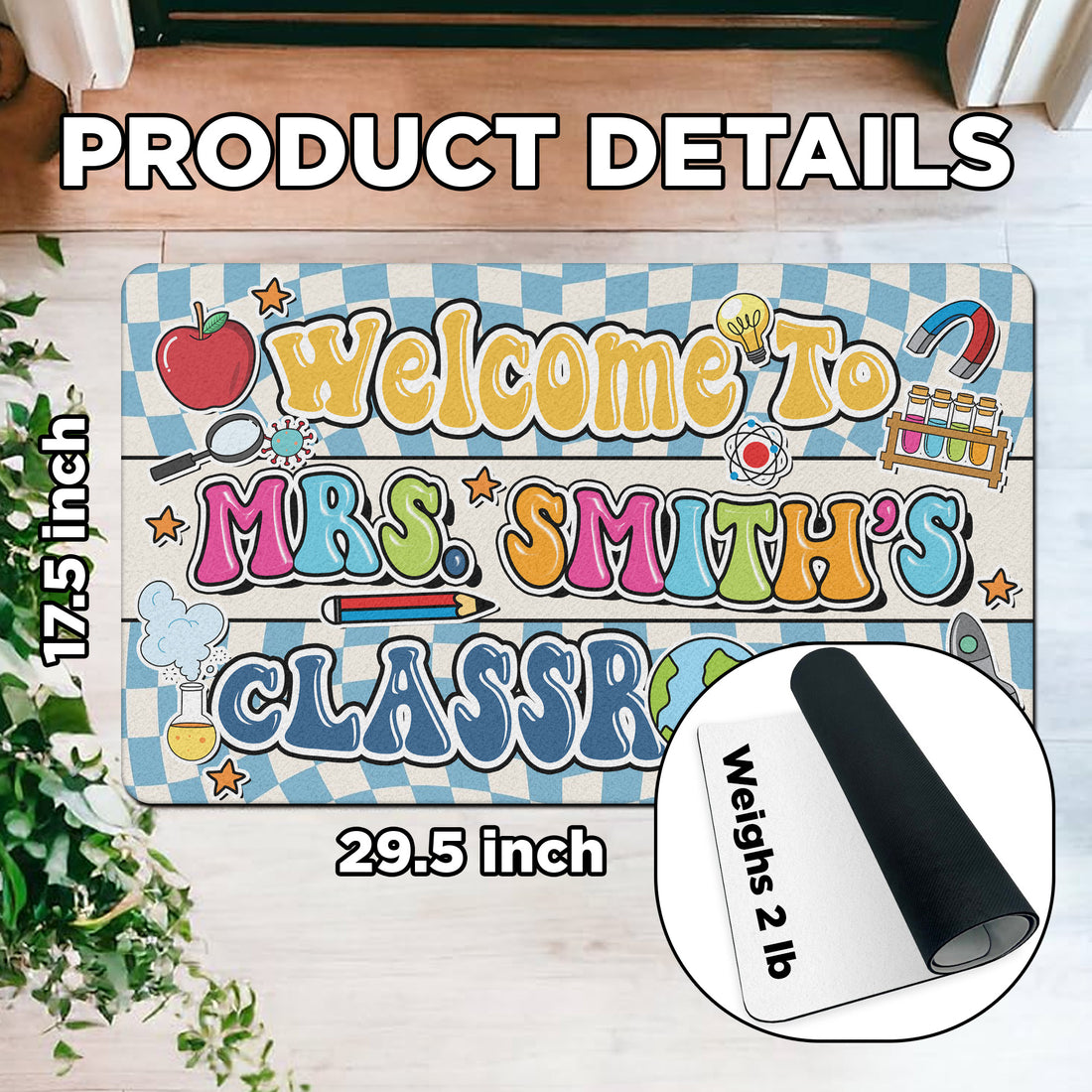 Science Teacher Doormat - Welcome to the Classroom Mat - Personalized STEM Decor for Science Lovers