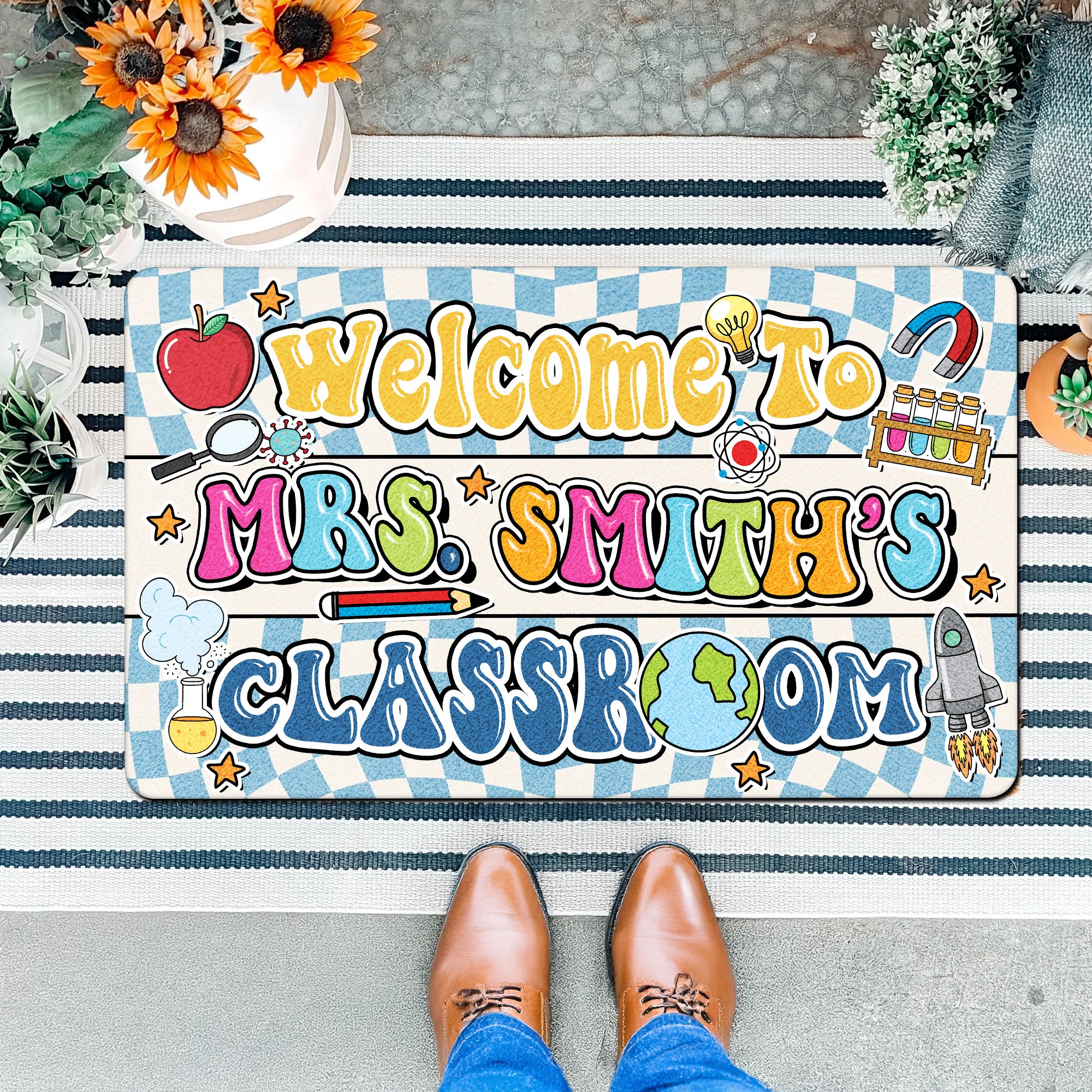 Science Teacher Doormat - Welcome to the Classroom Mat - Personalized STEM Decor for Science Lovers