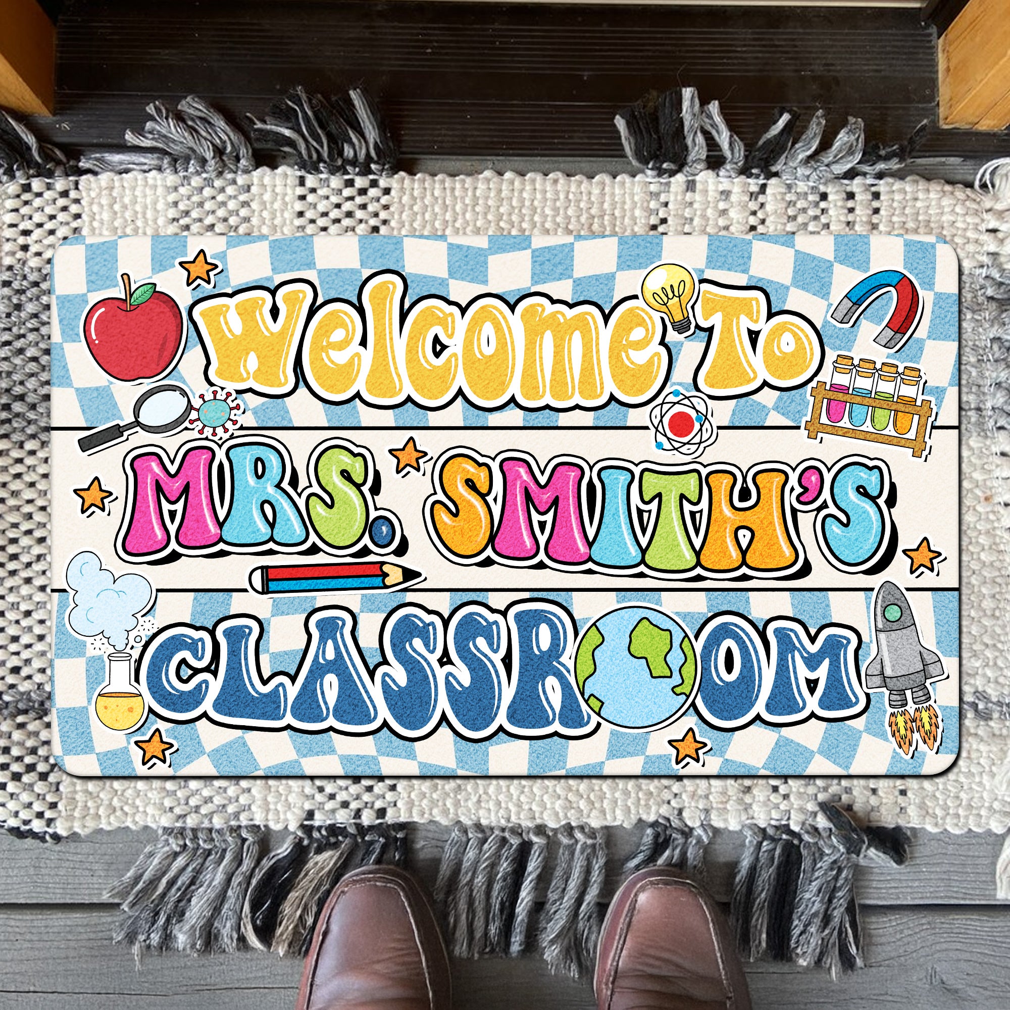 Science Teacher Doormat - Welcome to the Classroom Mat - Personalized STEM Decor for Science Lovers
