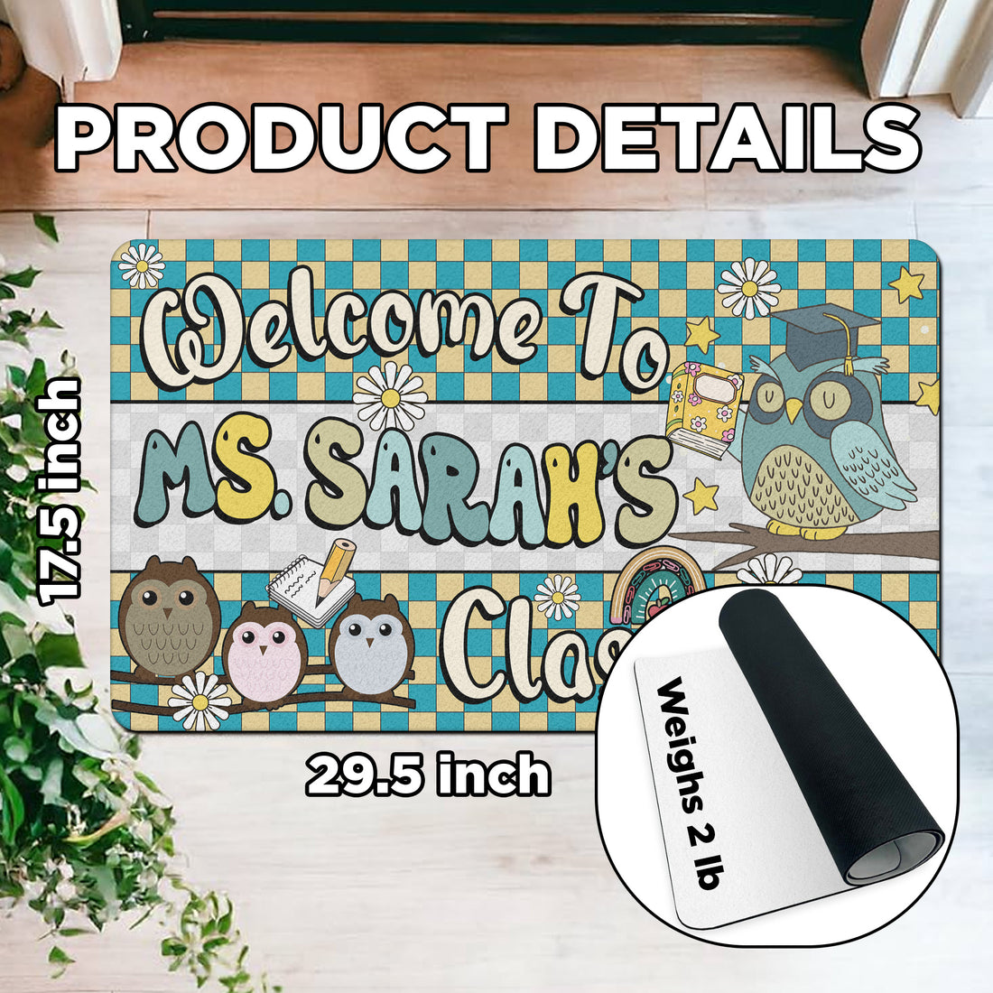 Owl Classroom Doormat - Welcome to the Classroom Rug - Personalized Back to School Teacher Decor