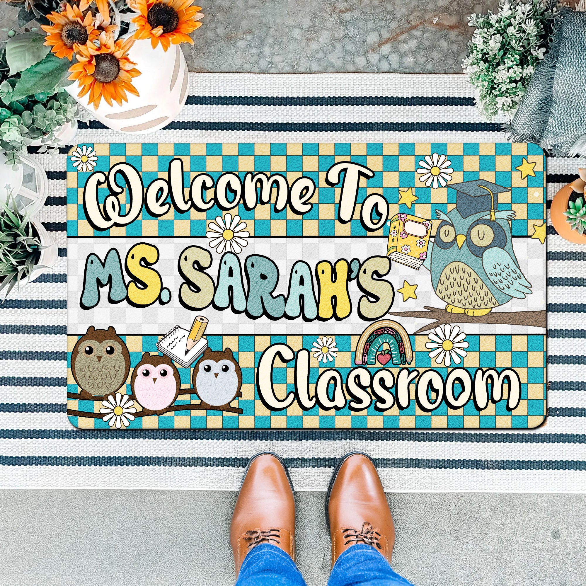 Owl Classroom Doormat - Welcome to the Classroom Rug - Personalized Back to School Teacher Decor