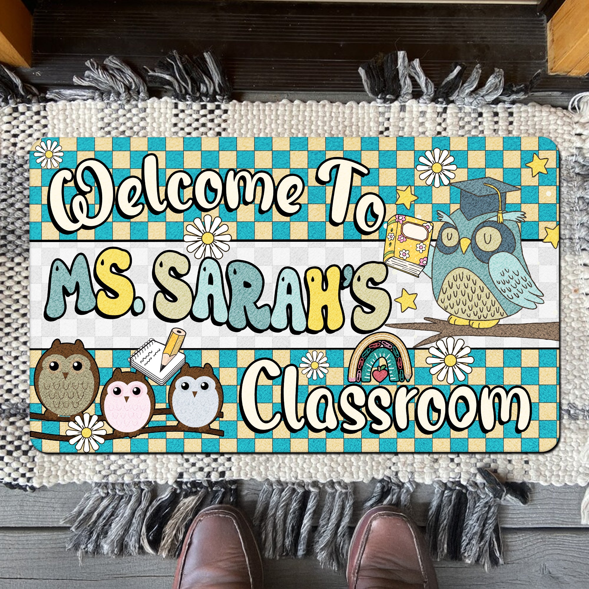 Owl Classroom Doormat - Welcome to the Classroom Rug - Personalized Back to School Teacher Decor