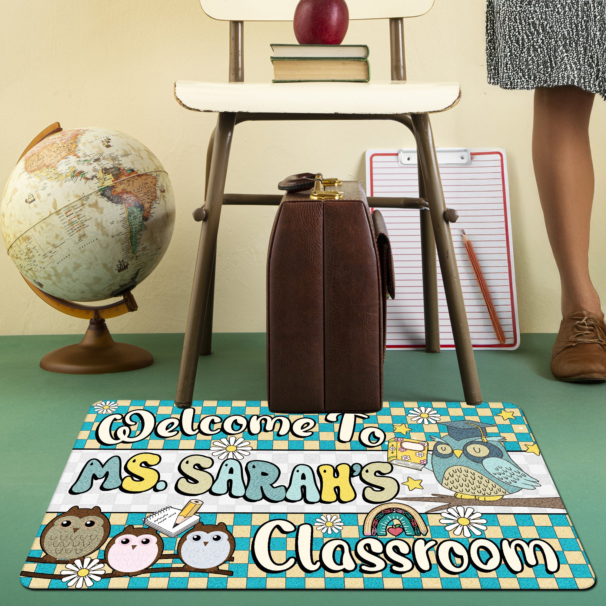 Owl Classroom Doormat - Welcome to the Classroom Rug - Personalized Back to School Teacher Decor