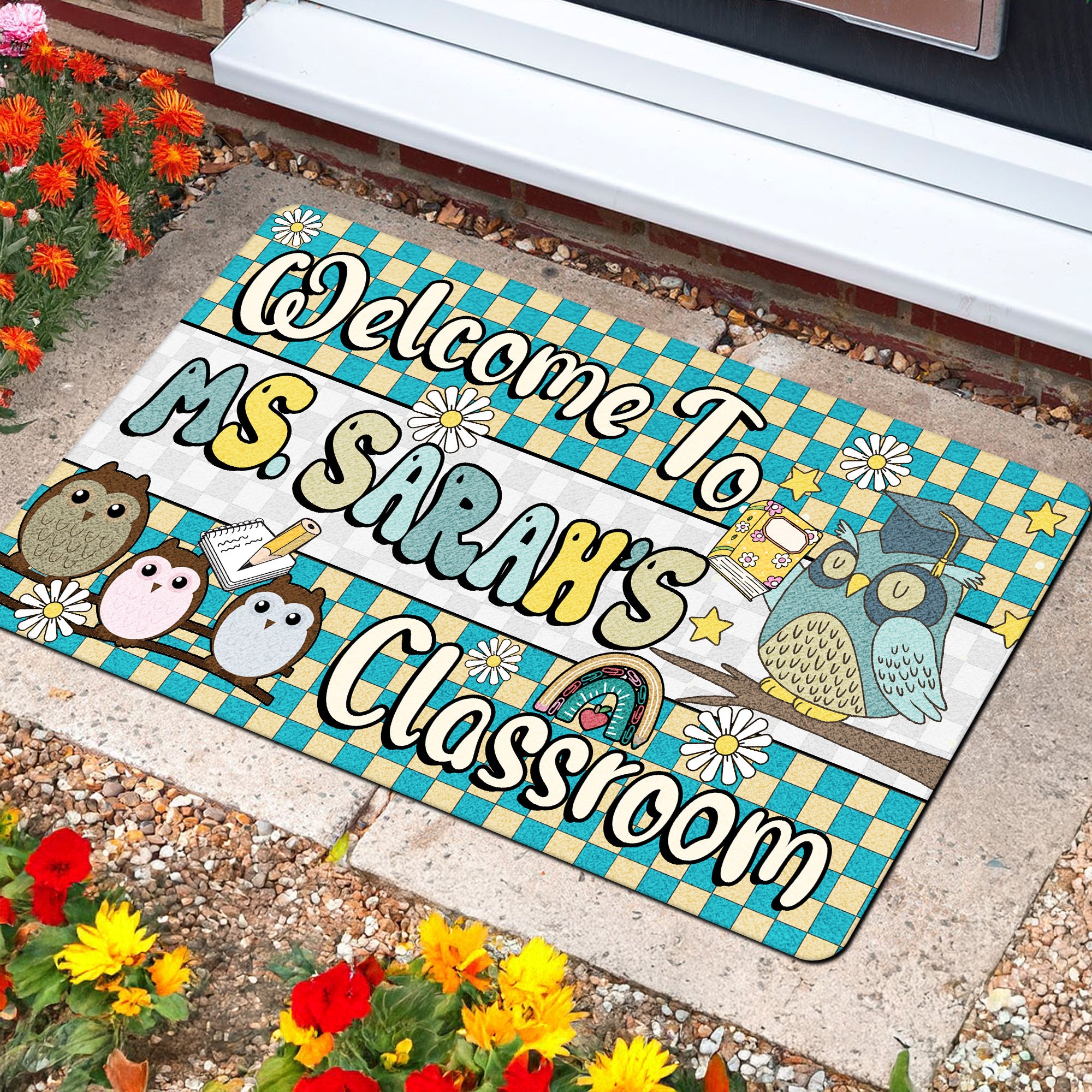 Owl Classroom Doormat - Welcome to the Classroom Rug - Personalized Back to School Teacher Decor