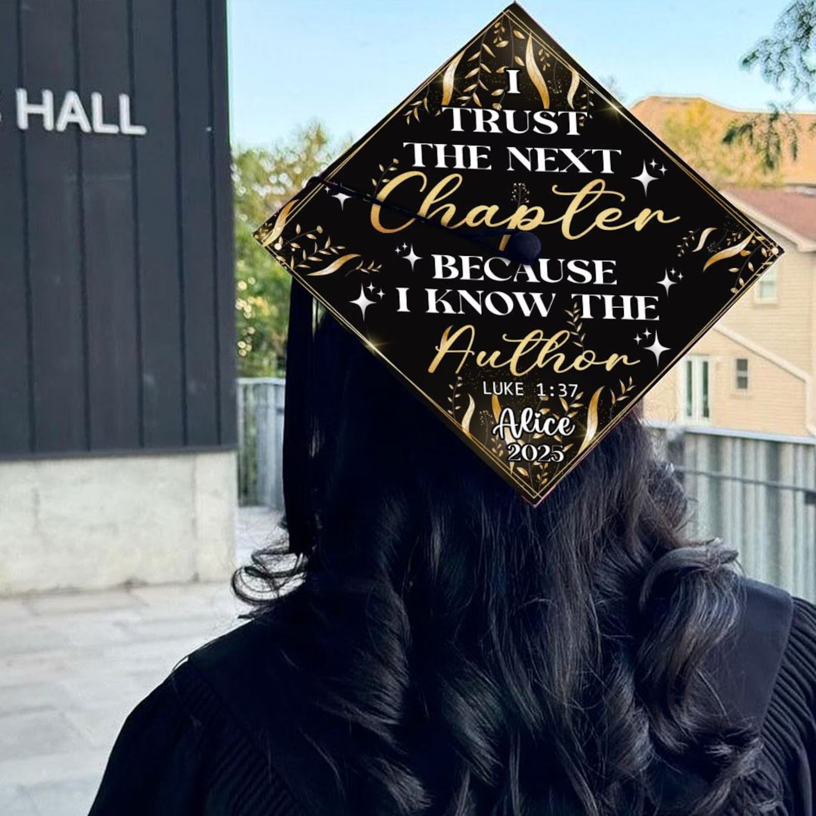 Personalized Christian Graduation Cap Topper, Custom Black Queen Grad Cap